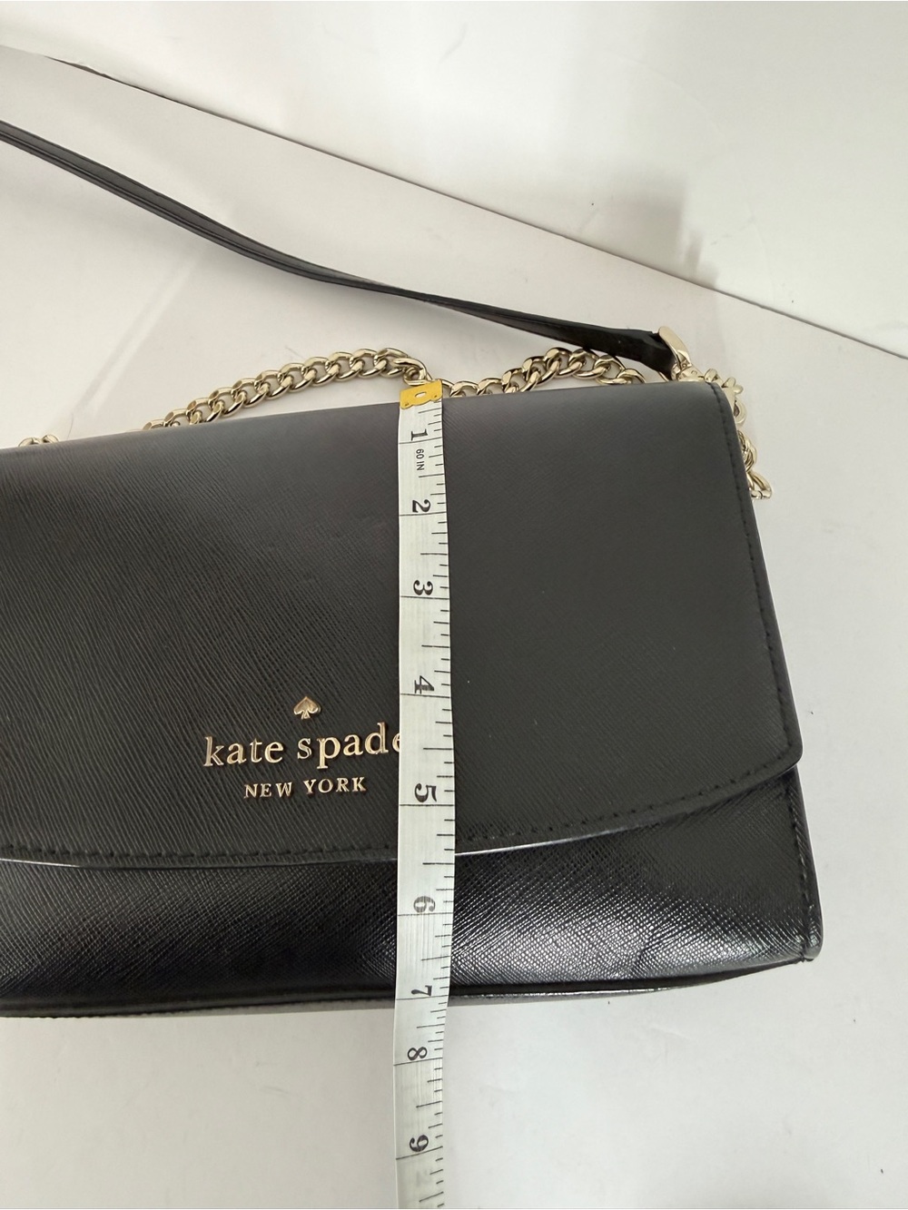 Kate Spade Womens Carson Saffiano Leather Flap Crossbody Bag Black Casual Chic - Picture 8 of 10